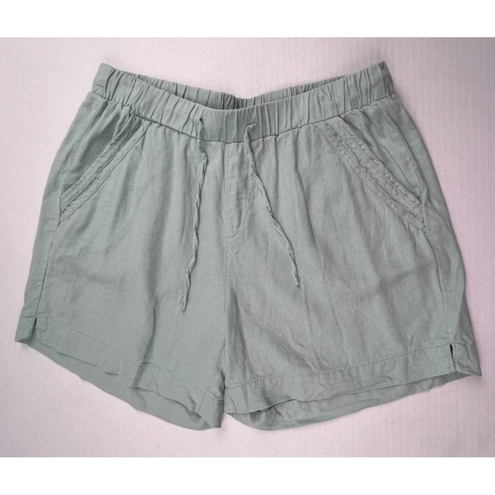 BRIGGS Womens Shorts BUNDLE 2 Pair M Black Mint Green Linen Blend Summer Casual